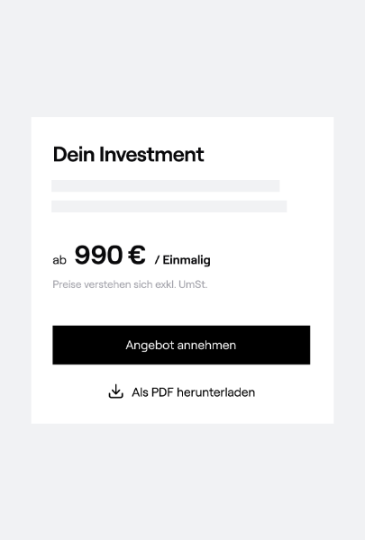 Transparente Preise, maximale Wirkung.